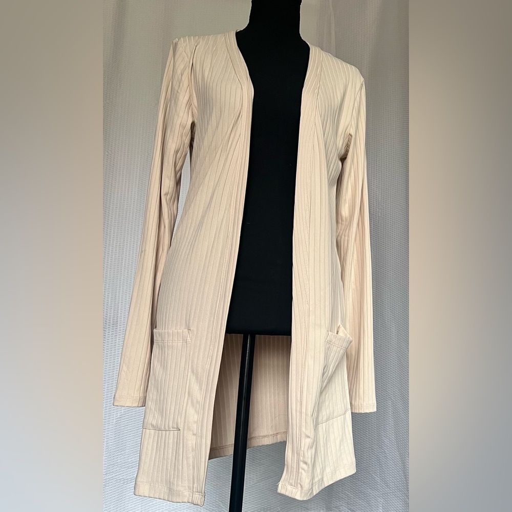 Streetwear Society Cream Ribbed Cardigan